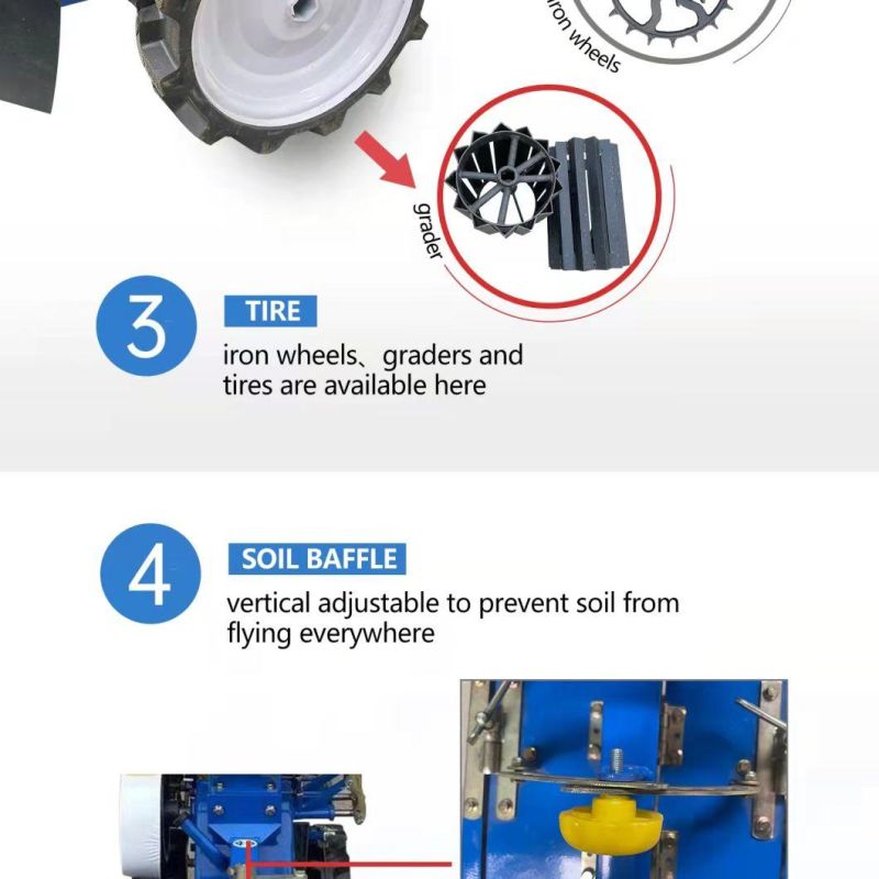 All Gear Gasoline Ridging Machine Multi-Functional Power Tiller for Agriculture