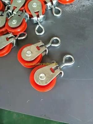 Double 3 1/2&quot; Cast Iron Red Pulley