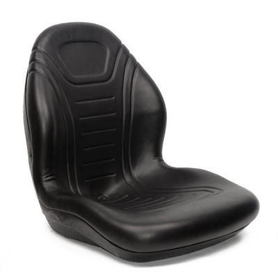 Universal Tractor Seat Replacement, Compact High Back Mower Seat Pair, Black Vinyl Forklift Seat, Central Drain Hole Skid Steer