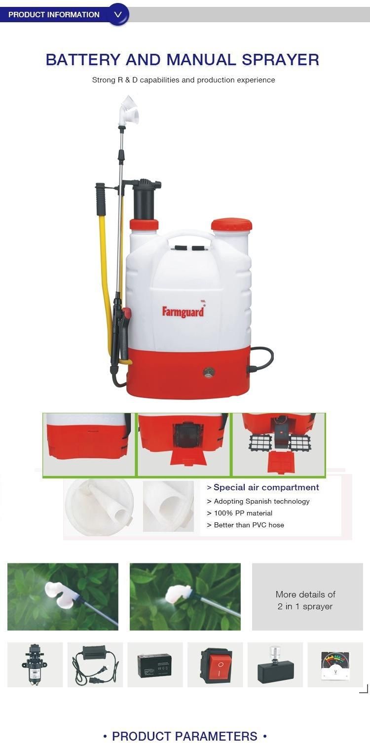 New Model 16L 2 in 1 Manual and Battery Knapsack Sprayer GF-16SD-02c