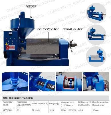 1000 Kg/Hour Peanut Oil Expeller 168 Oil Press