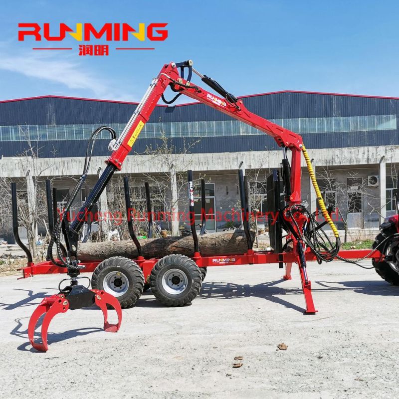 Timber Crane Forest Log Trailer with Crane for Tractor