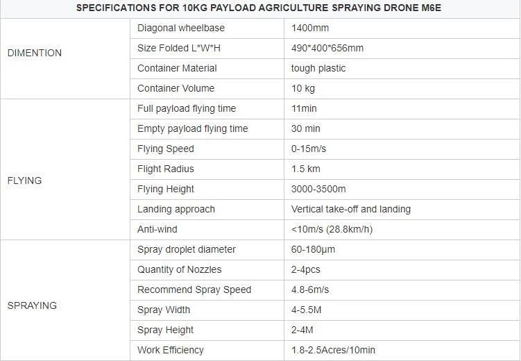 Tta M6e Agriculture Spraying Drone Payload Agri Drone Sprayer