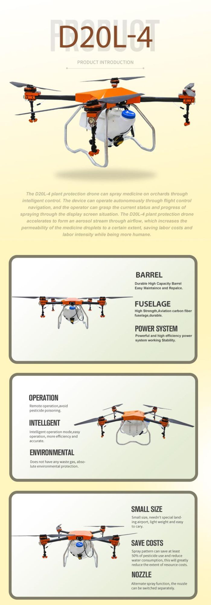 2020 Newest Large Payload Agricultural Drone Sprayer Helicopter Spray Machine Price