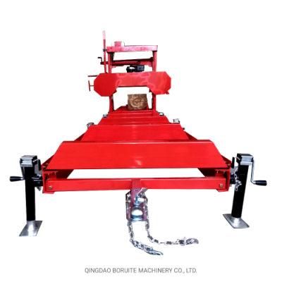 Petrol Engine Portable Moveable Band Sawmill Wood Cutting Machine with Wheels and Tow Bar