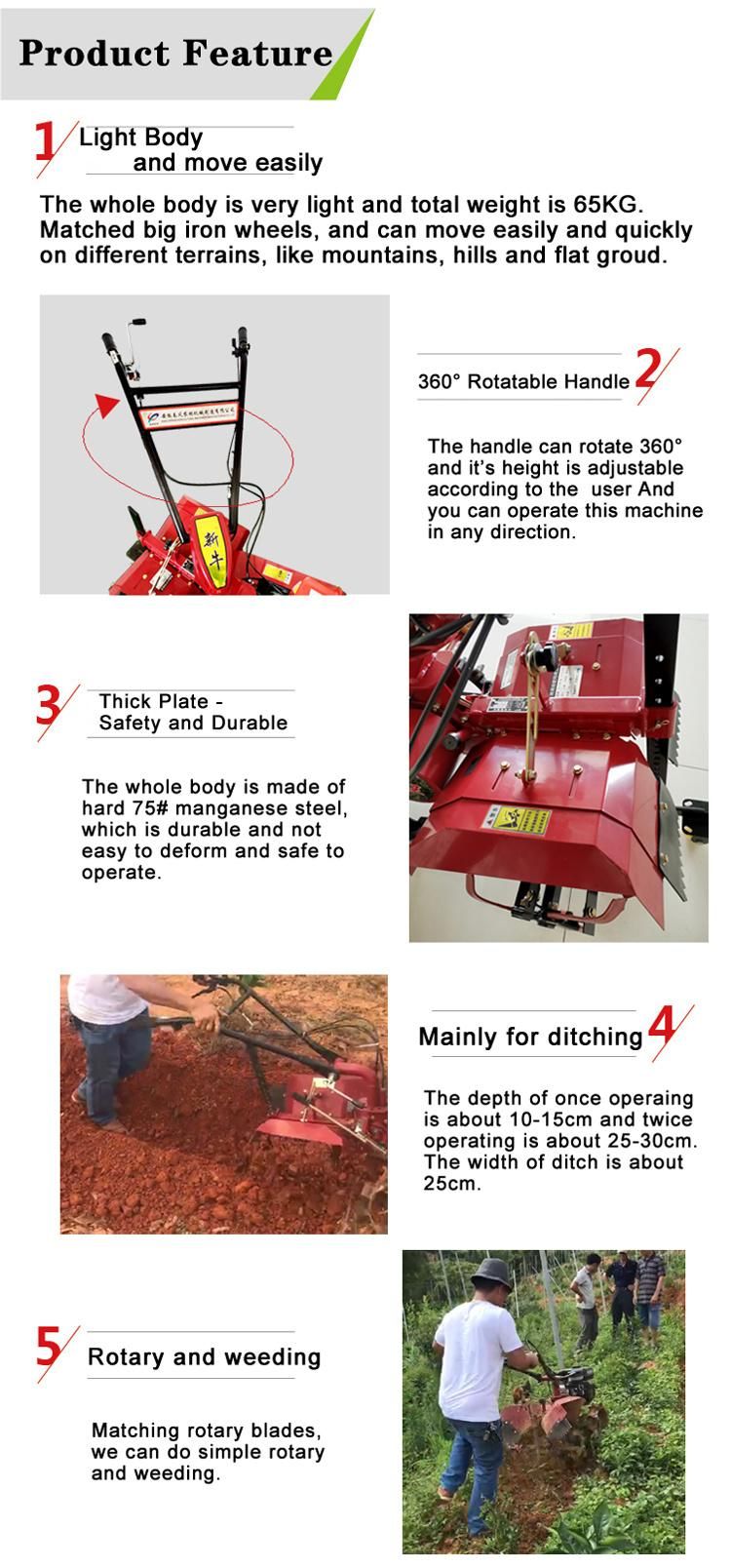 Orchard Tillage Soil Machine Hand Operate Multi-Functional Cultivator