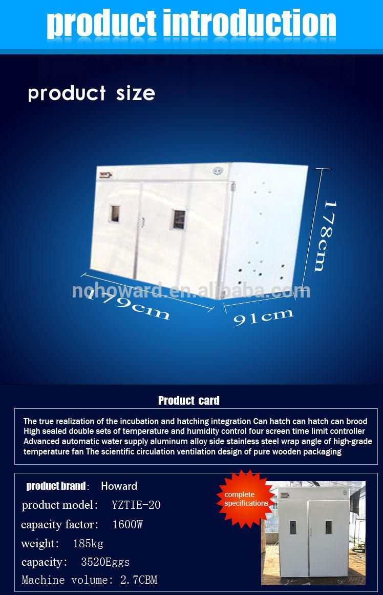 Large Capacity Industrial Automatic Chicken Incubator for 3500 Eggs