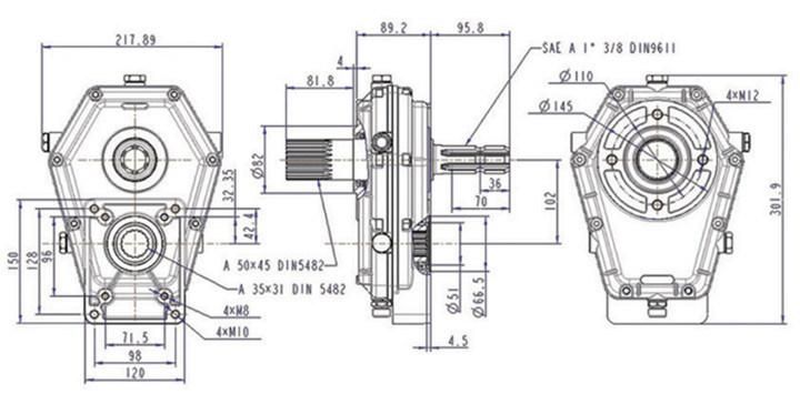 Gearbox Km71024 for Pto Drive Hydraulic System