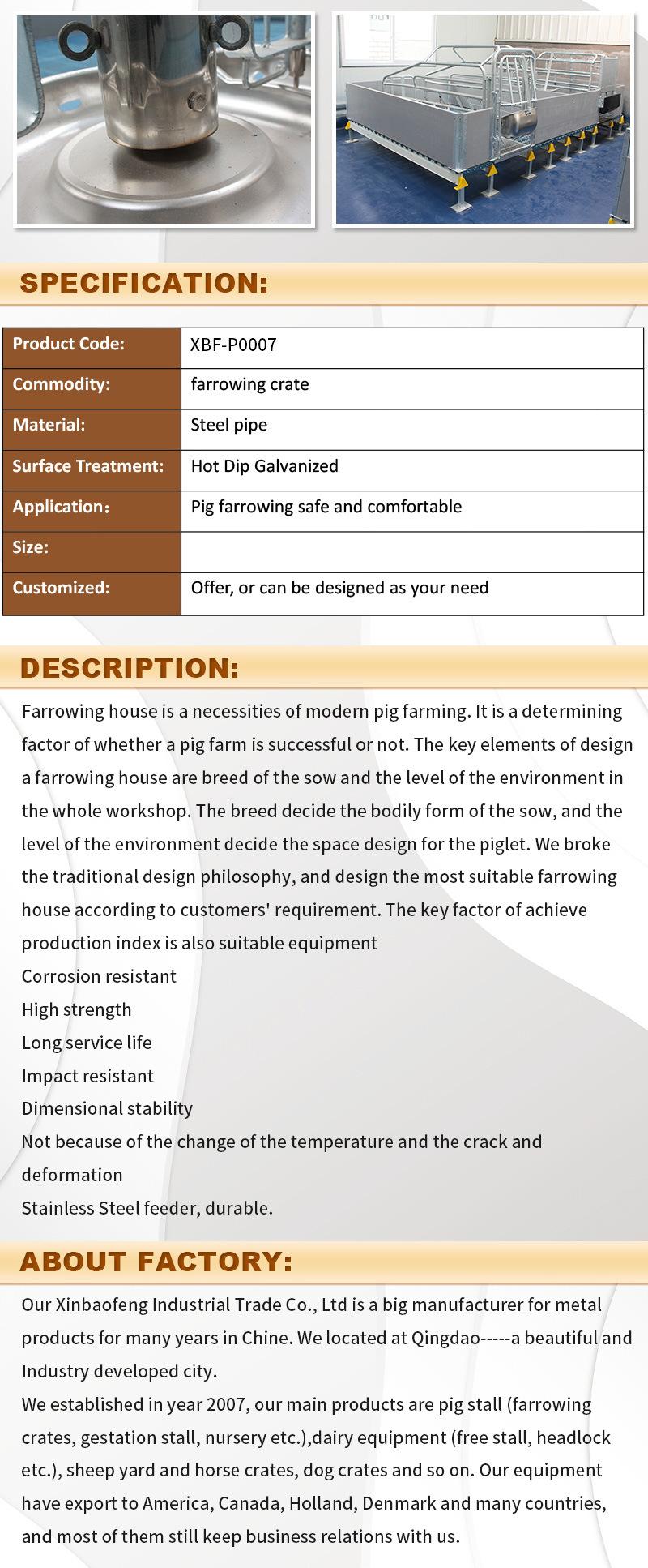 High-Quality Livestock Equipment, Pig Breeding Equipment, Galvanized Agricultural Equipment, Pig Farrowing Box/Pen