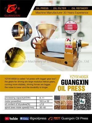 Bigger Gearbox Yzyx140gx Musterd Oil Extraction Machine Cold Peanut Oil Making Machine