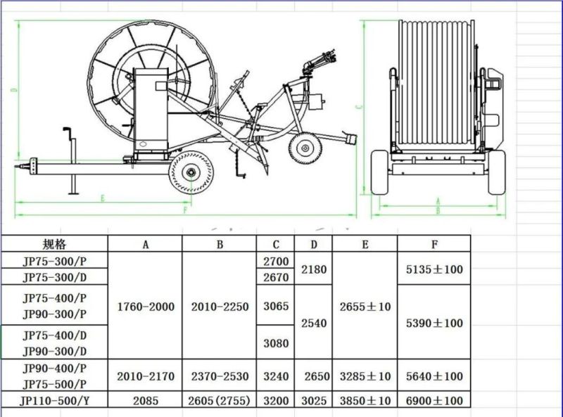 Jp50 Series Traveling Irrigator Sprinkler Gun Hose Reel Irrigation