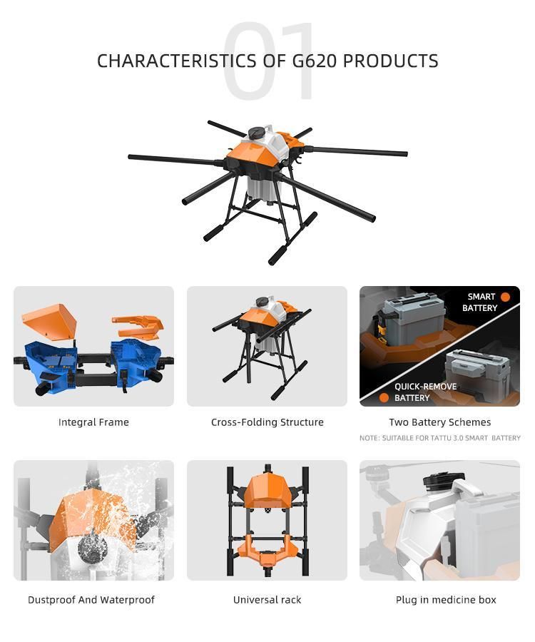 G620 Hexacopter 20kg Agricultural Sprayer Agri Drone 20L Frame