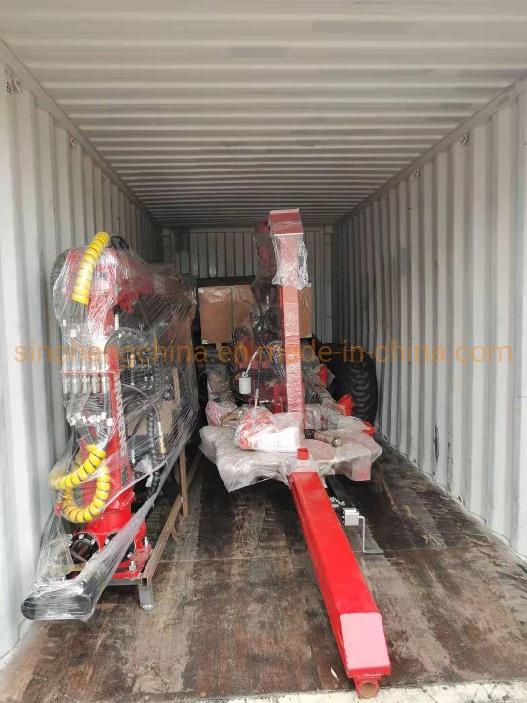 China Small Log Trailer with Grab Crane for Sale