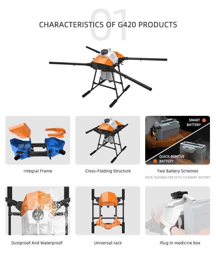 G420 Agricultural Fumigation Drone Agriculture Drone Kit 22L Water Tank Frame