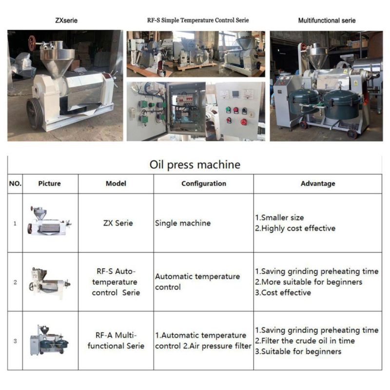 China Hot-Sale Oil Press Cooking Oil Press Machine for Soybean Sunflower Grount Nut Coconut Oil Mill Machine for Sesame Cotton Seed Tea Seed 60-850kg/H