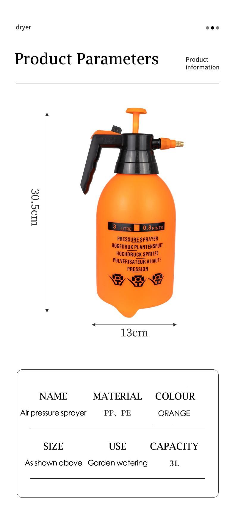 Air-Pressure Manual Sprayer 2L3l Hand Sprayer for Garden and Home Using
