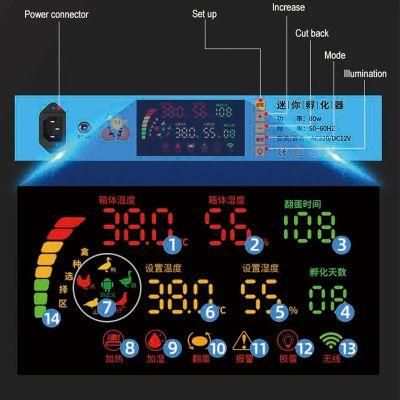 Humidity Temperature Control Chicken Duck Goose Quail Pigeon Egg Incubator Dual Power