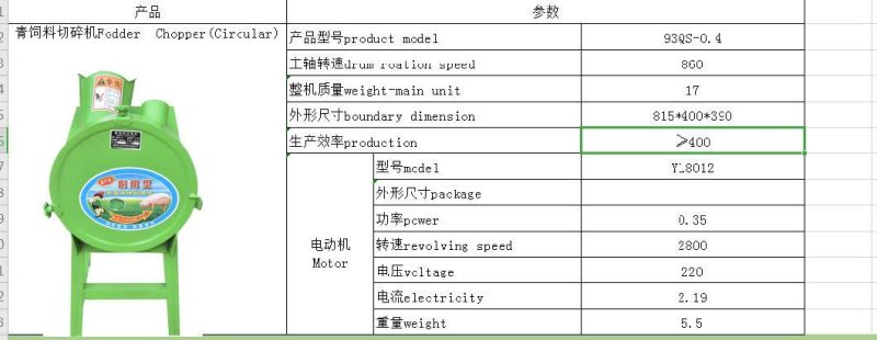 Best Selling Round Farm Green Feed Shredder Small Household Small Efficient Green Feed Cutting Machine