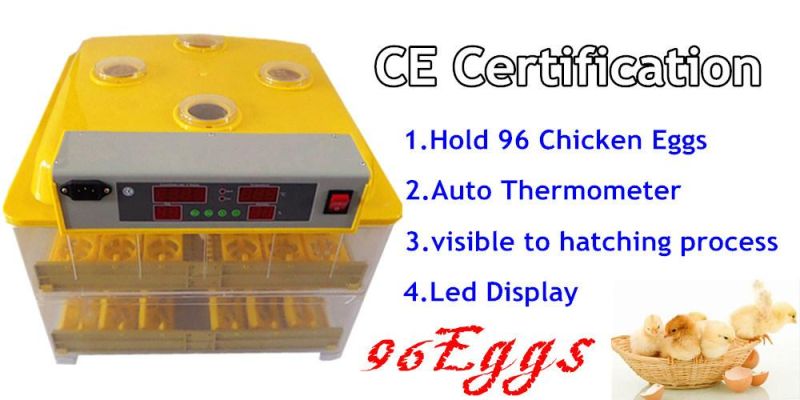 Newest Design CE Certificate Automatic Chicken Egg Incubator for 96 Eggs