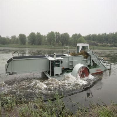 Automatic Aquatic Weed Harvester Water Pontoon Boat for River Cleaning Works