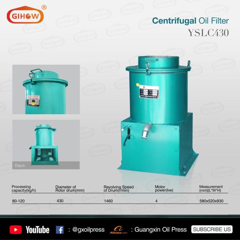Crude Sesame Peanut Copra Oil Filtration Guangxin Yslc430 Centrifuge Oil Filter