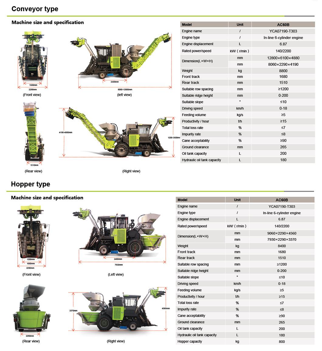 Zoomlion 6T Wheeled Combine Sugarcane Harvester Agricultural Machinery