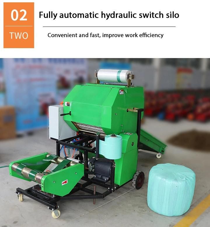 50kg Silage Packing Machine Mini Round Hay Straw Silage Bale Wrapper Wheat Straw Round Baler Empacadora De Heno