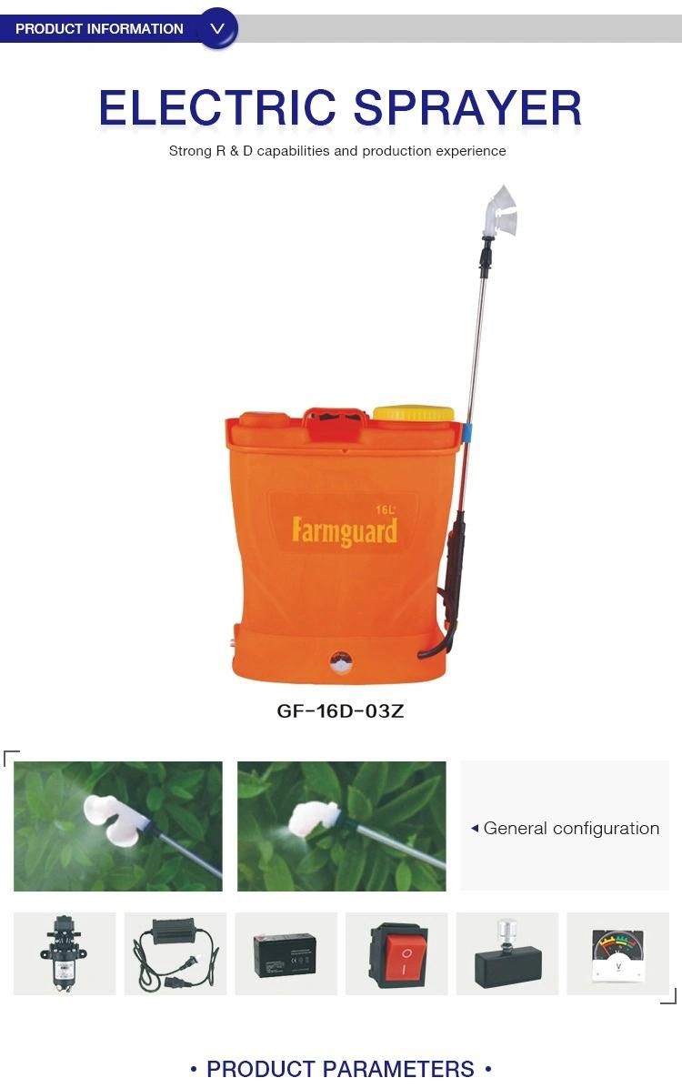 16 L Plastic Pest Control Agriculture Agricultural Knapsack Hand Lithium Battery Electric Pump Operated Power Sprayer for Weed Machine
