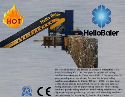 Hello baler brand automatic waste cardboard baler for recycling waste paper pulp cardboard carton pressing baling packaging strapping