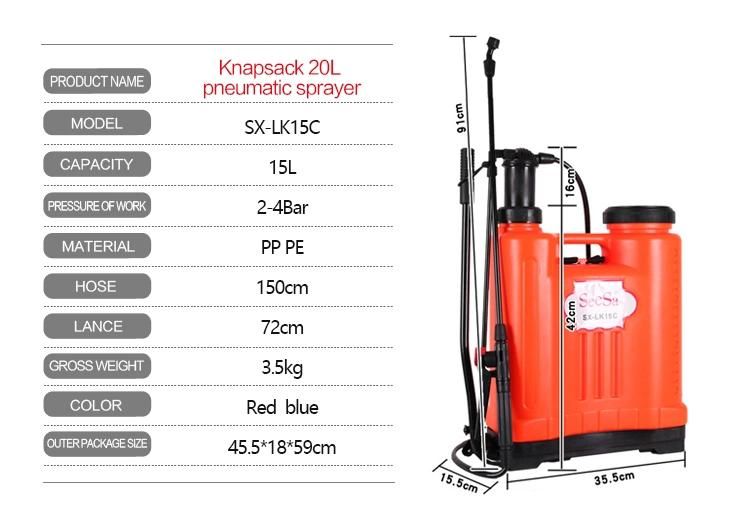 Plastic Wholesale Knapsack/Backpack Manual Hand Pressure Agricultural Pump Sprayer (LK-C)