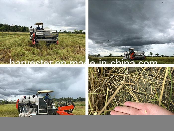 Crawler Rubber Track Manual Bagging Rice Wheat Combine Harvester
