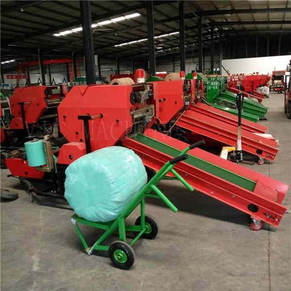 Full-automatic hay baler machine with film wrapper