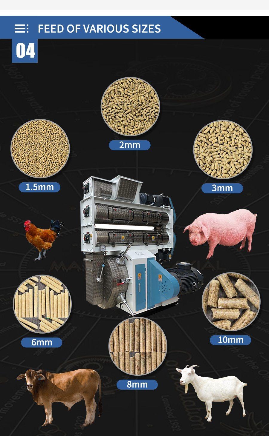 China Manufacture Cattle Chicken Livestock/ Fish Poultry Feed Making Machine as One of Main Feed Machines, CE Certificated Pellet Machine.