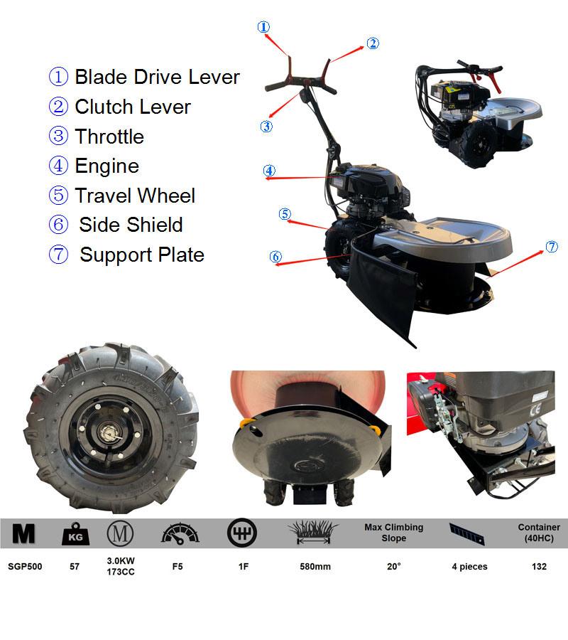 Highly Adaptable Foldable Light Orchard Mower Powered by Gasoline Engine for Narrow Space, Tough Terrain