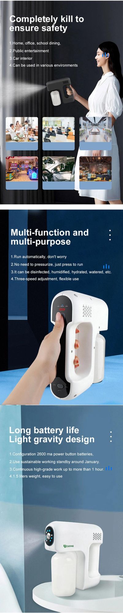 Blue Nano Electrostatic Disinfectant Sprayer