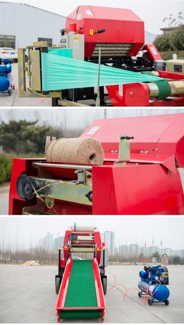 Full-automatic hay baler machine with film wrapper