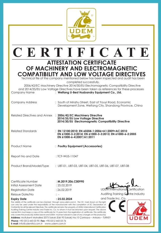 CE Approved Automatic Broiler Chicken Feeders and Drinkers for Poultry Farm