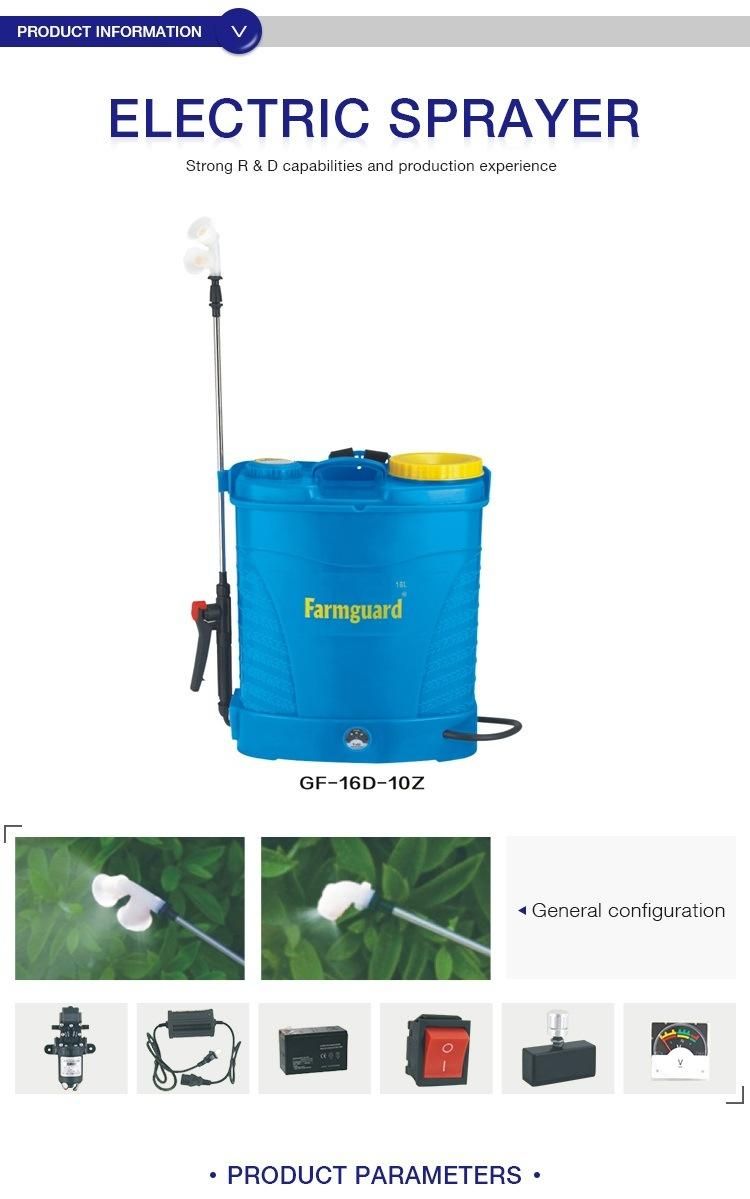 Farmguard Ce CCC Kc ISO9001 Certificated 16L PP Knapsack Battery Sprayer (GF-16D-10Z)