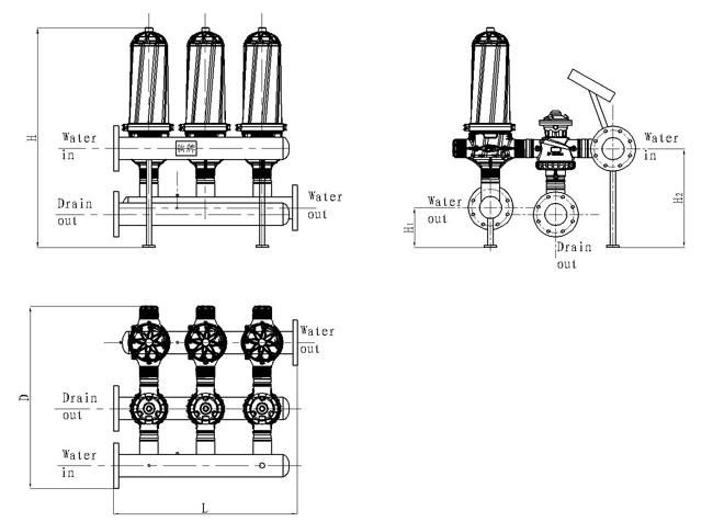 Automatic Back Flushing Disk Filter with Piping and Valve