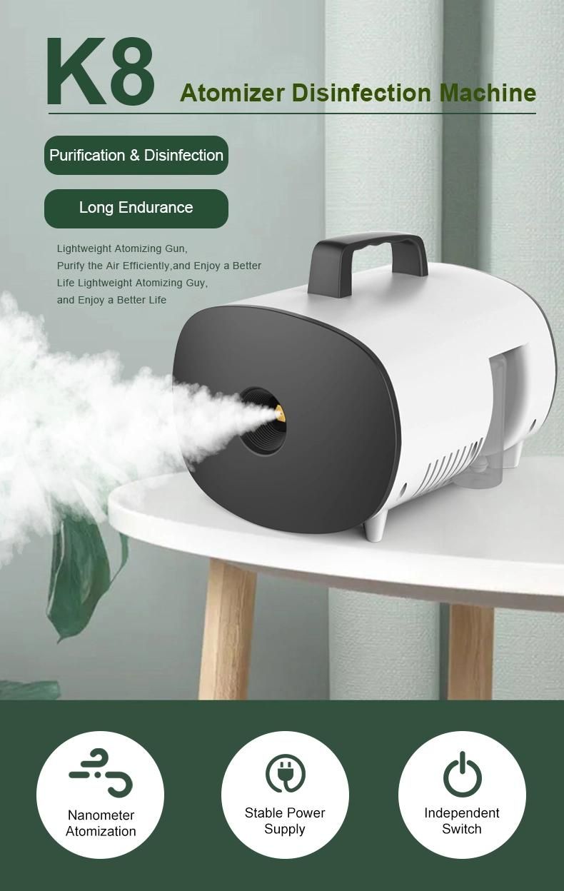 Portable New K8 Fog Machine Sprayer Disinfection Fogging Smoke Machine Dry Fog Machine for Car Home Office Sterilization