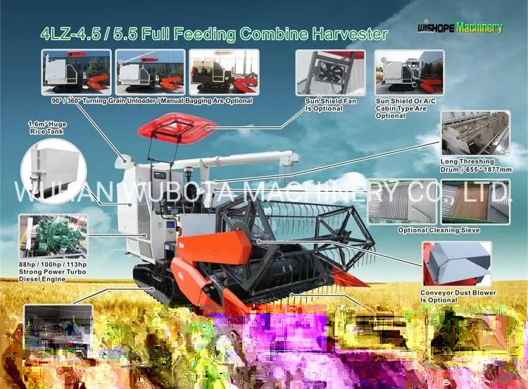 4lz-4.5 Full Feeding Kubota Similar Rice Combine Harvester Machine