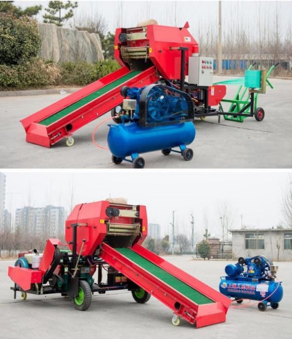 Full-automatic hay baler machine with film wrapper