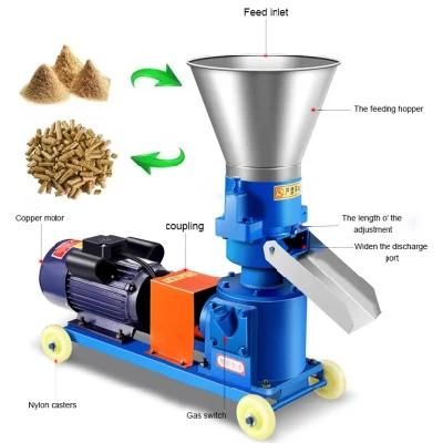 Small Scale Farm Cheap Livestock Pig Cow Cattle Animal Chicken Poultry Feed Pellet Machine for Making Processing Milling Grass Fodder