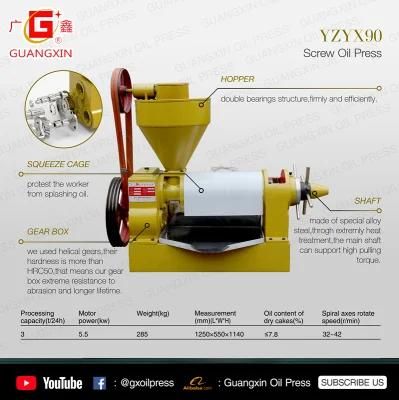 China Guangxin Yzyx90 Screw Press Palm Kernel Oil Extraction Machine Price