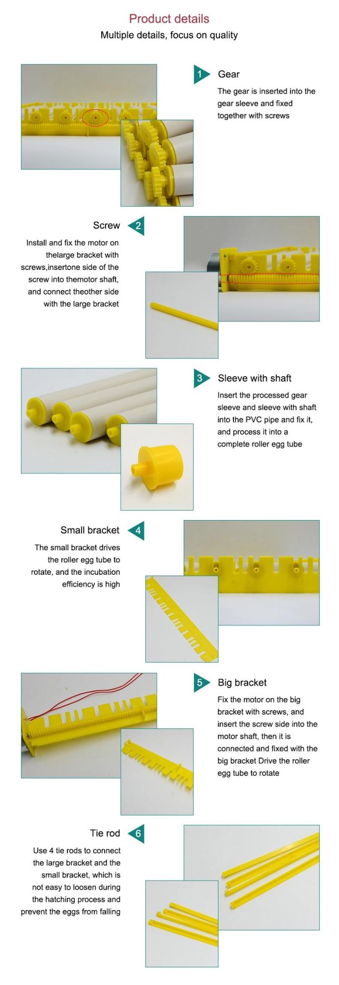 Adjustable Roller Spacing of Various Kinds of Eggs Turning Tray The Egg Automatically for Mini Incubator