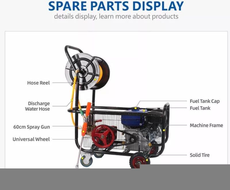 Portable Agricultural Diesel/Gasoline Motor Push Sprayer Air Cooled Engine High Pressure Pump Power Boom Sprayer