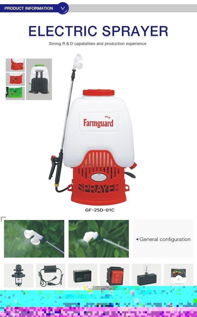 Farmguard 25L8a Battery Agricultural Piggy-Back Intelligent High Voltage Charging Pesticide Electromechanical Dynamic Sprayer