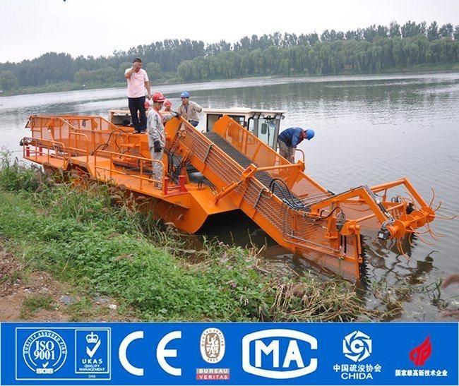 High Efficiency Low Price Hydraulic Control Aquatic Weed Water Hyacinth Grass Harvester for Sale