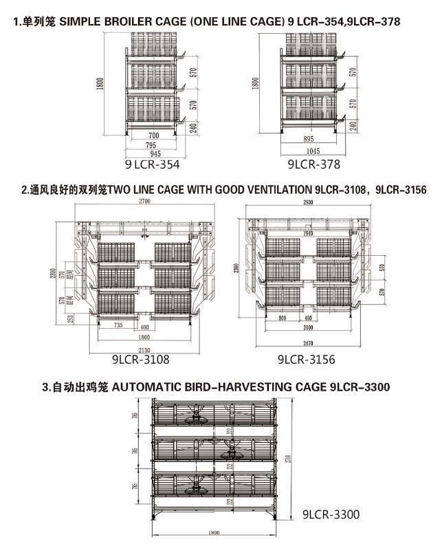 Longfeng Standard Packing Poultry Equipment Broiler Chicken Cage with Better Ventilation