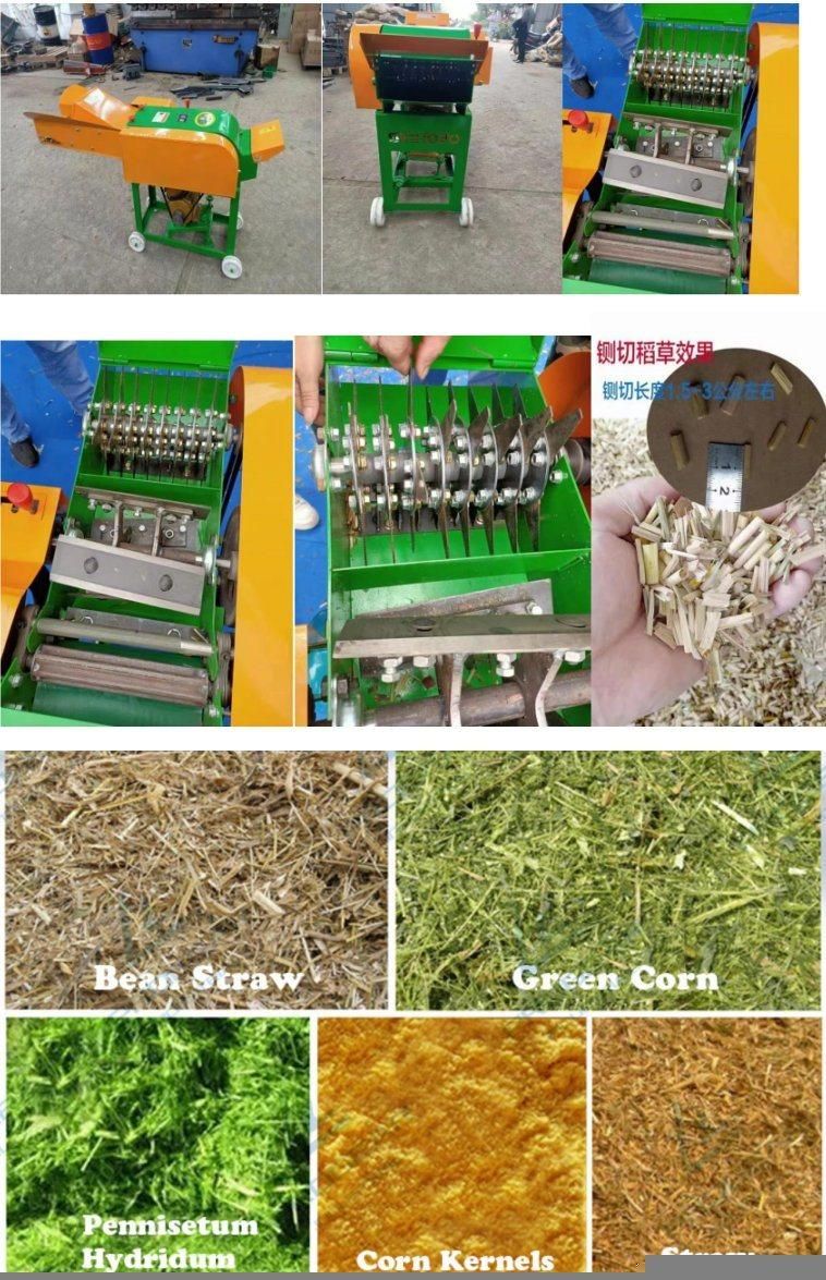 Mini Grass Cutter Conveyor Belt Cow Feed Processing Ensilage Straw Chopper Chaff Cutter